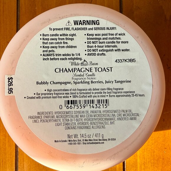 NEW CHAMPAGNE TOAST 3-Wick 14.5 oz Candle Bath & Body Works - Picture 3 of 4